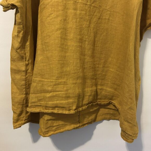 Bella Umbra Tunic top Womens 3X Yellow Linen Cotton Made Italy Boho beach office - Picture 2 of 11